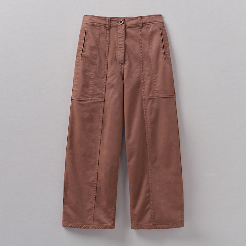 inLESS丨Toast Panelled Cotton Twill Trousers棉质阔腿休闲裤女-图3