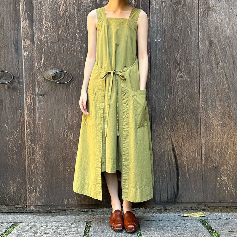 inLESS丨Toast Cotton Linen Poplin Apron 棉麻系带连衣裙女 - 图0