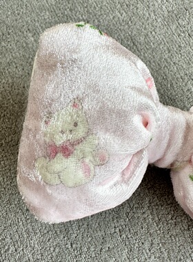 碎花绒面蝴蝶结发夹粉蓝韩系少女法式丸子头花盘发半发夹少女公主