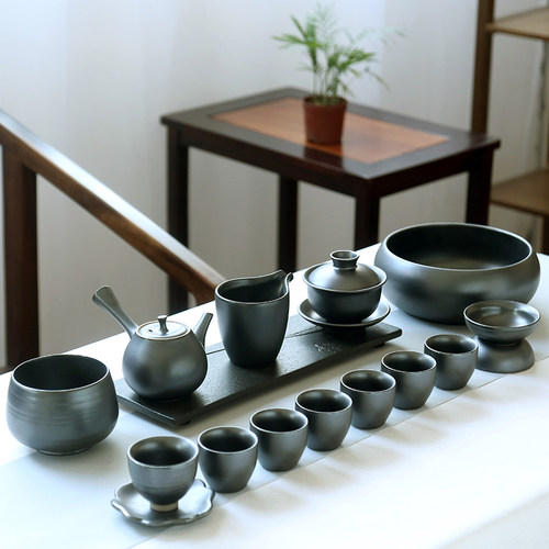 万业粗陶茶壶单壶提梁壶西施壶盖碗复古陶瓷侧把壶泡茶功夫茶具 - 图2