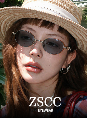 美式折叠椭圆小框UV400墨镜女款