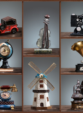 热销复古小摆件留声机创意家居客厅欧式服装咖啡店店铺轻奢酒柜装