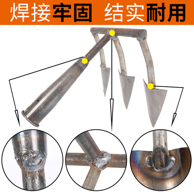 Three-tooth triangular hoe for turning over soil loosening and weeding and deforesting rake