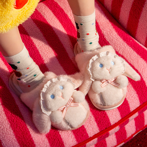 买一送一情侣棉拖鞋男女一对秋冬季室内居家用防滑可爱毛毛绒棉拖 - 图1