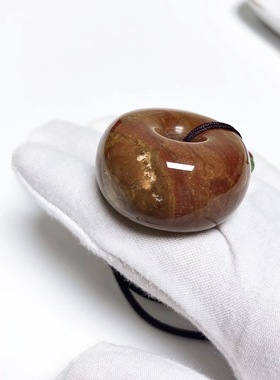 D867# 天然精品战国红玛瑙丝滑如画大胖墩平安扣吊坠36*19.2mm