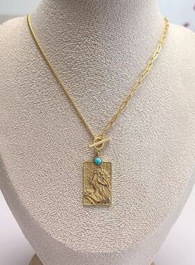 D1477# 通体S925纯银绿松石美松复古精致款女王项链吊坠24*16mm