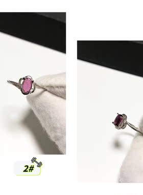 G30# 天然紫牙乌石榴石戒指9*7.5mm S925银开口戒指 多款可选