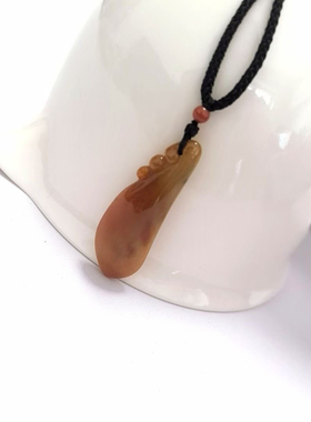 D608# 天然A货翡翠 黄翡福瓜挂件吊坠 37.3*12.3*5mm