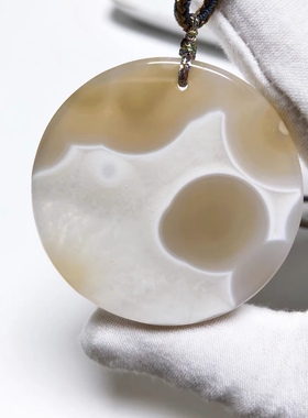 D173# 天然樱花玛瑙圆牌吊坠 大挂件48*7.2mm