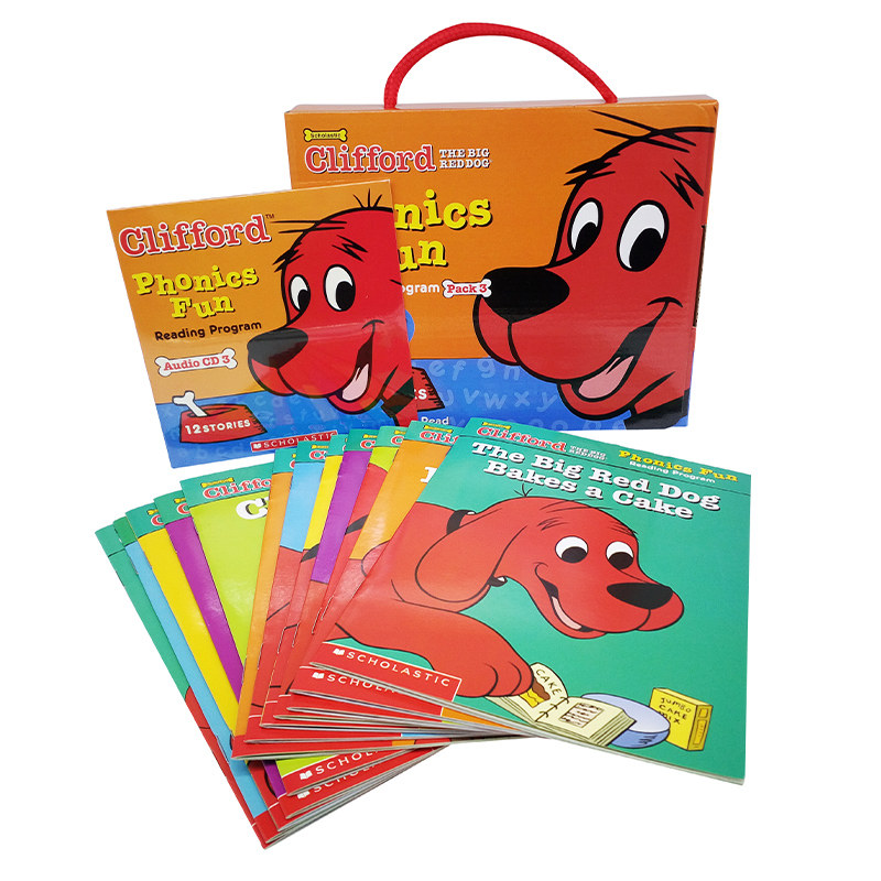 赠翻译 音频 英文原版 CLIFFORD PHONICS FUN3大红狗自然拼读12本书加配套CD 幼儿英语故事书 儿童原版 英文绘本