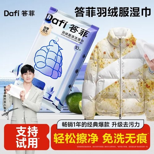 【张杰同款】答菲羽绒服清洁湿巾免水洗去污衣物去渍湿巾便携小包 - 图0