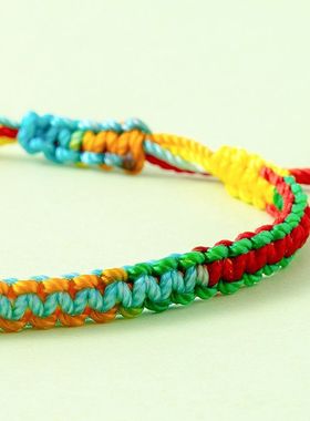 2025新款古法五彩绳抽拉手链