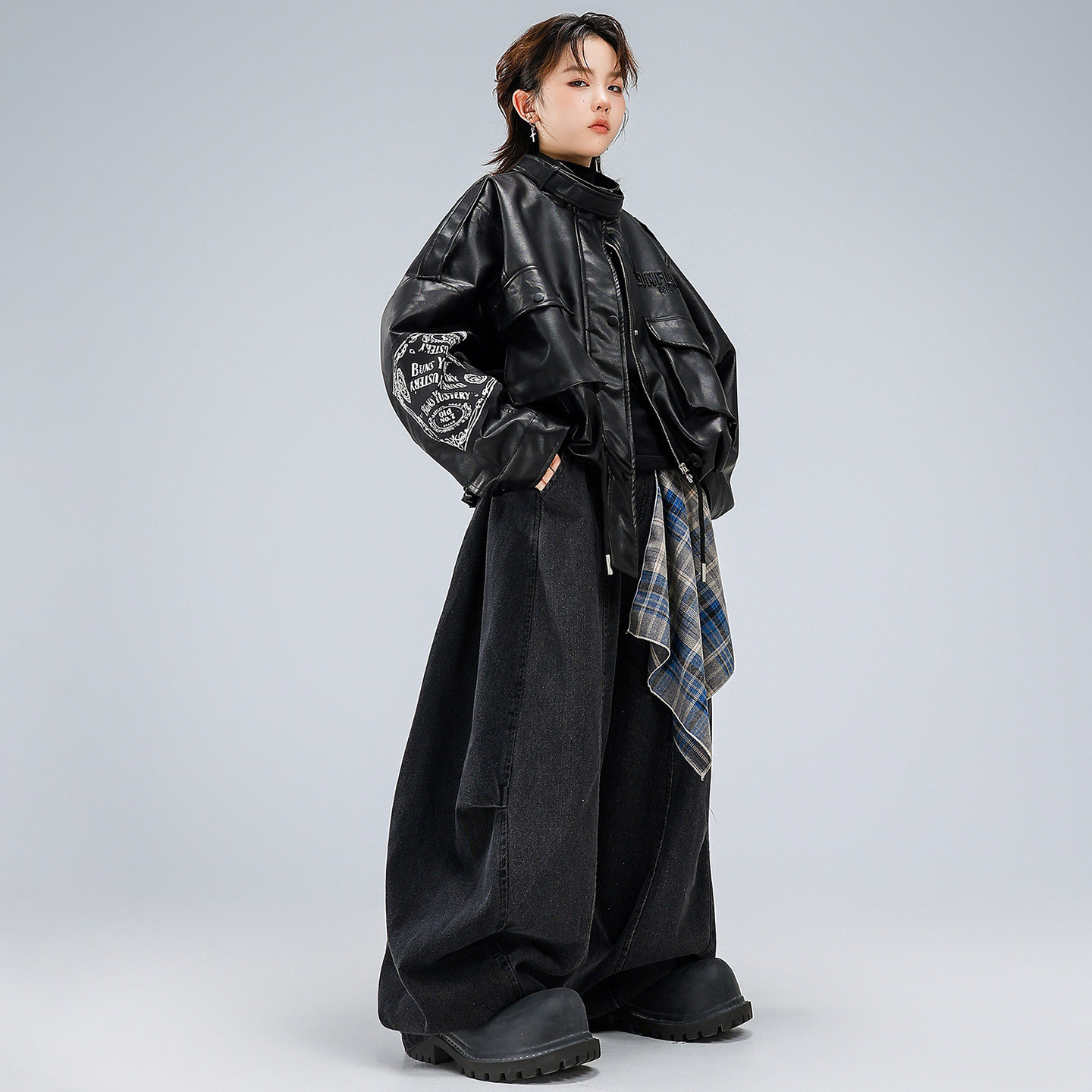 少儿嘻哈街舞潮服男女童酷帅皮夹克hiphop架子鼓走秀元旦表演出服,淘宝优惠券,粉丝福利购,淘宝优惠卷