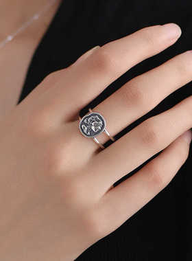 小众不褪色情侣指环925纯银复古