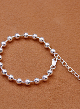 古罗珠宝银圆珠项链女士重工