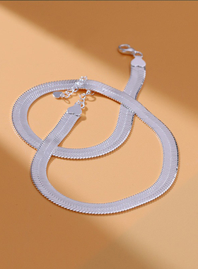 古罗珠宝s925银纯银刀片链女士