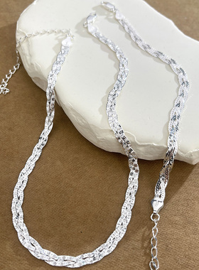 古罗珠宝925纯银项链蛇骨链小众