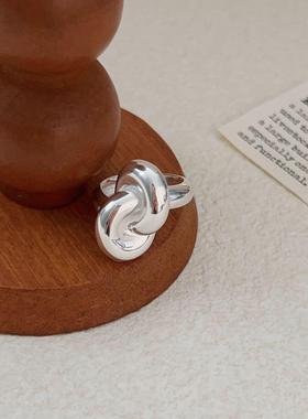 简约线条麻花戒指S925银