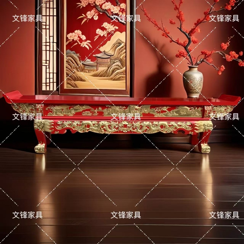香樟木供桌道观佛堂神台寺庙香案翘头元宝桌实木财神桌祠堂供奉台 - 图2