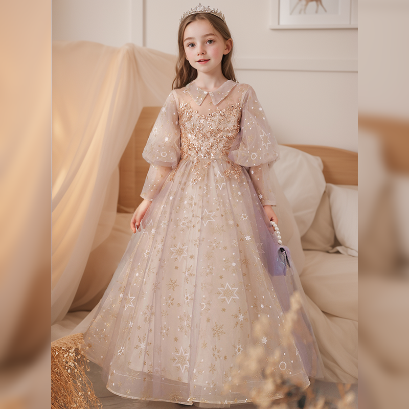 儿童演出服钢琴演奏连衣裙女童礼服裙生日花童主持人表演服公主裙,淘宝优惠券,粉丝福利购,淘宝优惠卷