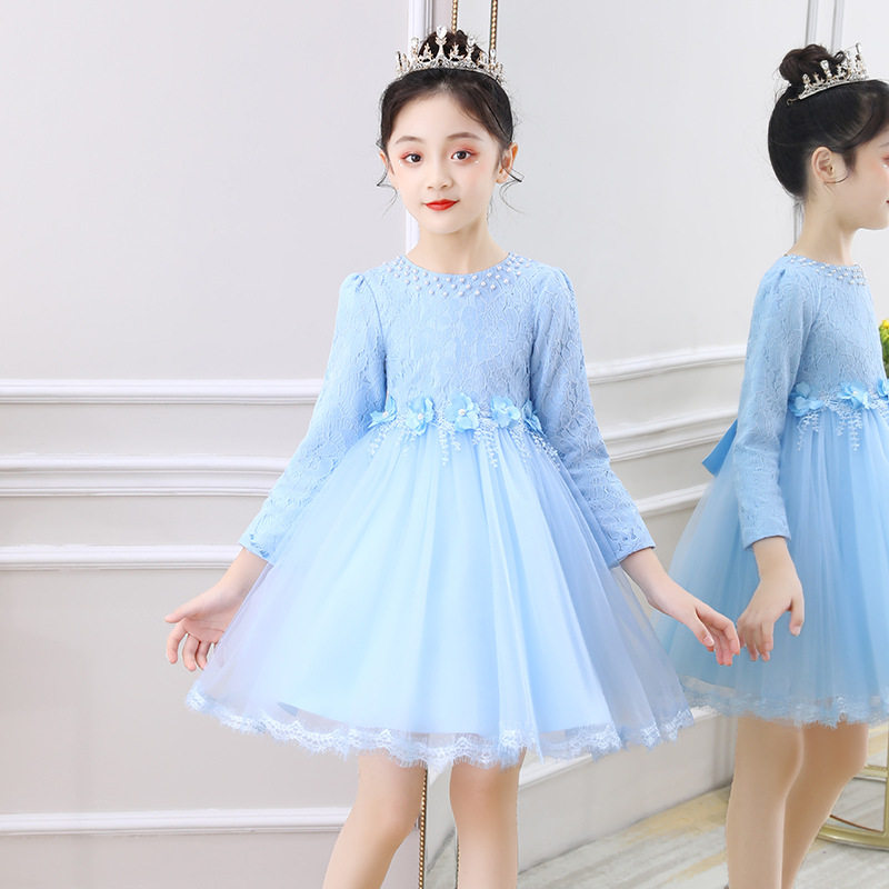 秋冬儿童白色连衣裙小女孩粉公主裙 玛贝娅民族服装/舞台装