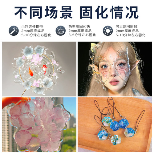 UV封层胶 高透明紫外线固化速干手工diy流麻制作材料耐黄uv胶水晶滴胶热缩片干花手机壳树脂胶免配比胶 - 图1