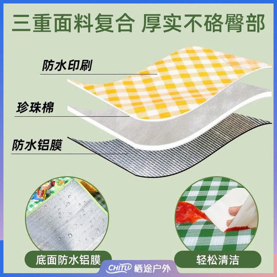 Feilu yellow plaid picnic mat moisture-proof and waterproof thickened