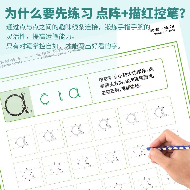 【拼音】【数字】正字源坐标定位拼音数字幼儿园儿童描红控笔-图0