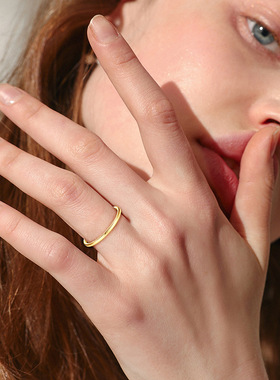 尚美伯爵通体S925纯银传承素圈戒指镀18k金简约百搭爆款男女通用