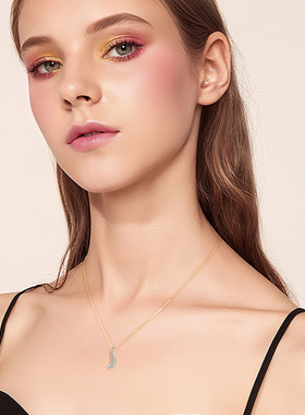 尚美伯爵通勤时尚百搭S形小蛮腰项链s925纯银轻奢小众莫桑石吊坠