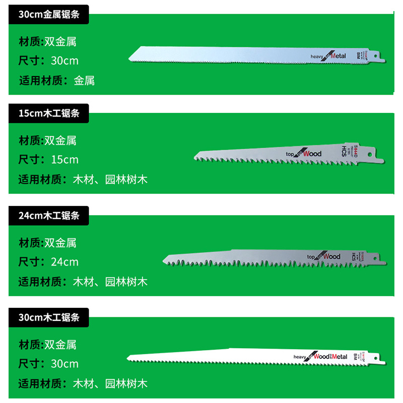 往复锯条电动马刀锯条加长快速切割金属塑料木工木材细齿粗齿锯条 - 图2