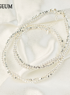 碎银子珍珠项链女双层缠绕轻奢气质小米珠叠戴颈链高级感锁骨链