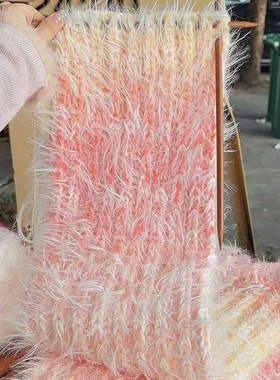 彩虹渐变色围巾线自织手工编织diy材料包手织毛线送女友男友礼物