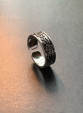 沙漠玫瑰-复古浮雕戒指男潮痞帅