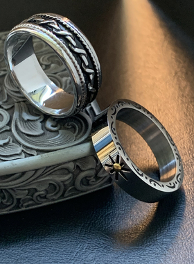 星芒-银色钛钢食指戒指男生通勤