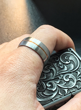 金缕丝-香槟色哑光简约钛钢戒指