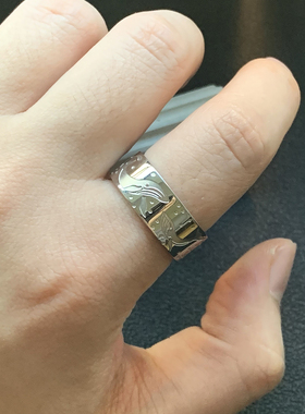 鲸落-海洋鲸鱼银色高级钛钢戒指