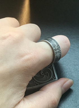 愿者上钩-钓鱼佬钛钢食指戒指男