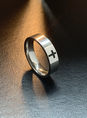 方寸十字-银色权戒钛钢食指戒指