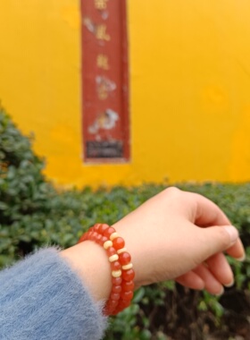文殊院南红手串原装正品大凉山冰飘南红单圈成都文殊院街直发
