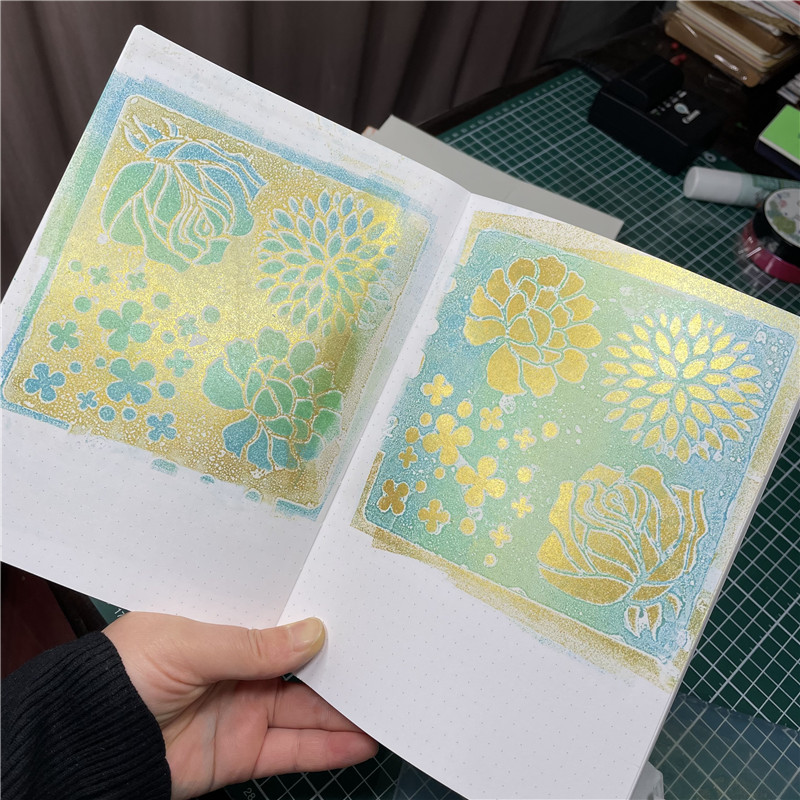 凝胶垫Gel Plate Printing卡片肌理染卡明胶版画板树叶转印印刷板-图1