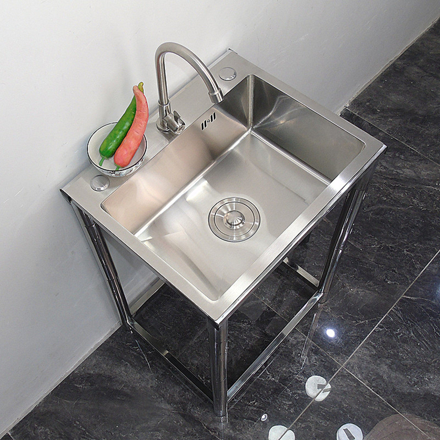 加厚不锈钢水槽厨房洗碗槽家用单槽带支架一体商用大单水池洗菜盆,淘宝优惠券,粉丝福利购,淘宝优惠卷