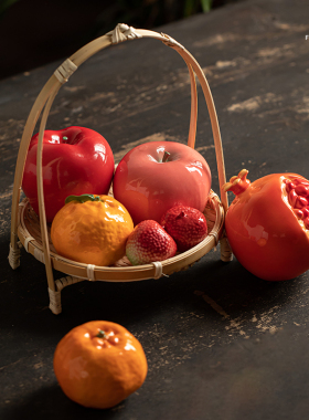 夫己纯手工陶瓷硕果累累系列水果摆件客厅卧室餐厅玄关茶桌摆件