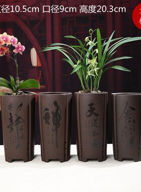 复古紫砂花盆陶瓷兰花专用盆