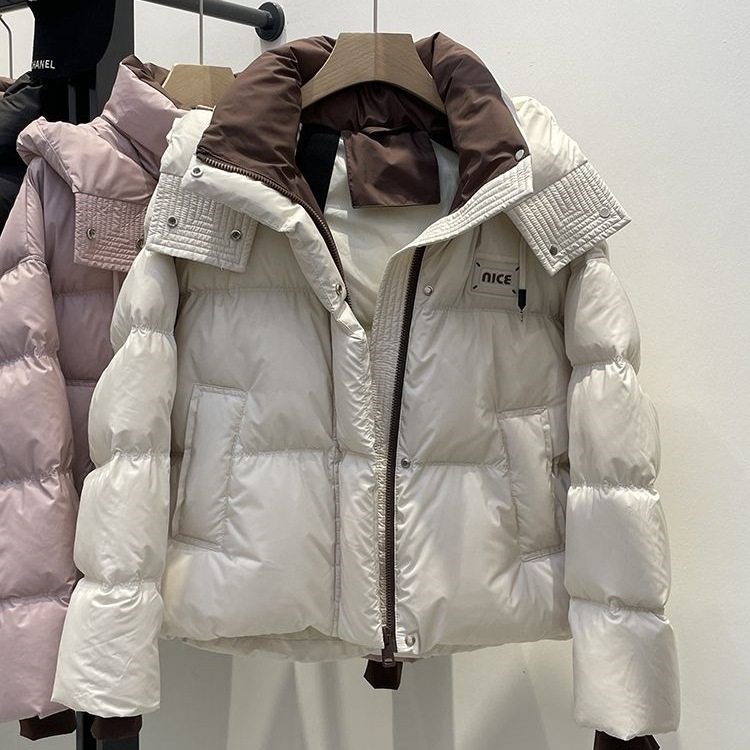 短款连帽棉服女春节新款撞色小个子宽松背带面包服保暖外套,淘宝优惠券,粉丝福利购,淘宝优惠卷