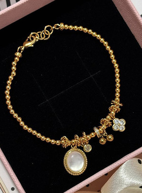 v金材质龙心同款盘缠手链幸运球滴流2025新款时尚轻奢平替手饰