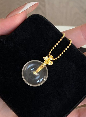 v金材质高版本龙心同款平安扣绝美项链春夏水沫玉显贵锁骨链