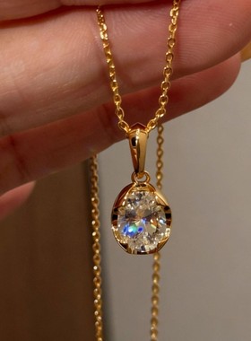 新款高品质版本极简ins风椭圆蛋形钻石百搭水滴项链锁骨链
