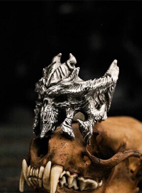 新款高版本恶魔暗黑破坏神戒指美式街头流行指环嘻哈朋克潮流机车