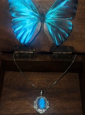 高品质版本新款蓝色蝴蝶项链蝴蝶翅膀锁骨链高级感配饰创意